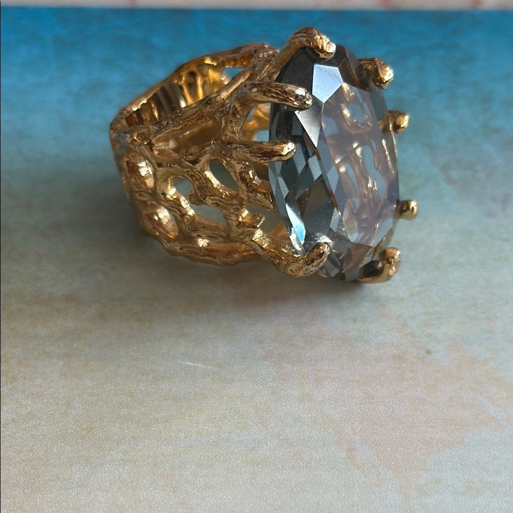 Elegant Gold plated smoky topaz ring by Trina Turk size 6